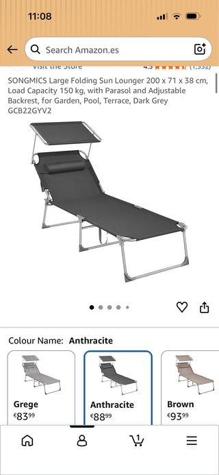 Tumbona Plegable SONGMICS Gris