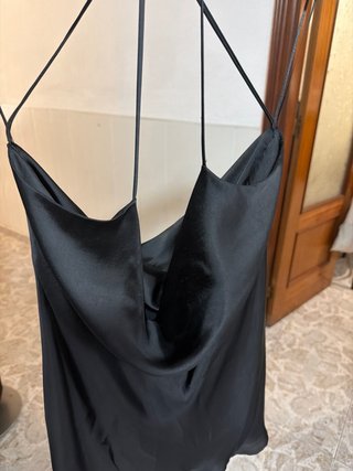 Vestido Zara Raso Negro Talla M
