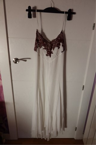 Vestido lencero Zara blanco y rojo