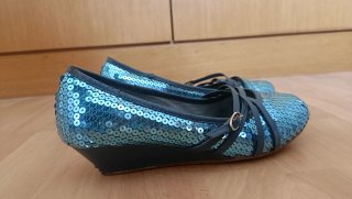 Zapatos de fiesta azul plateado talla 36