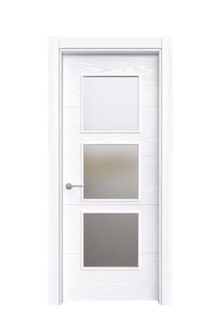 Puerta blanca nueva con hueco para 3 cristales