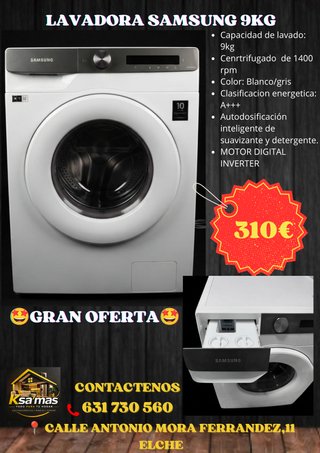 Lavadora Samsung 9kg Blanca/Gris