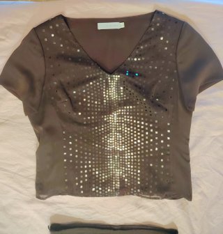Conjunto Falda y Top Luis Civit marrón.