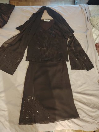 Conjunto Falda y Top Luis Civit marrón.