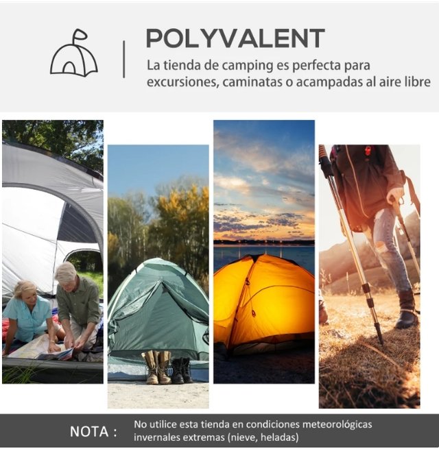 Tenda da Campeggio per 6-8 Persone Grigia