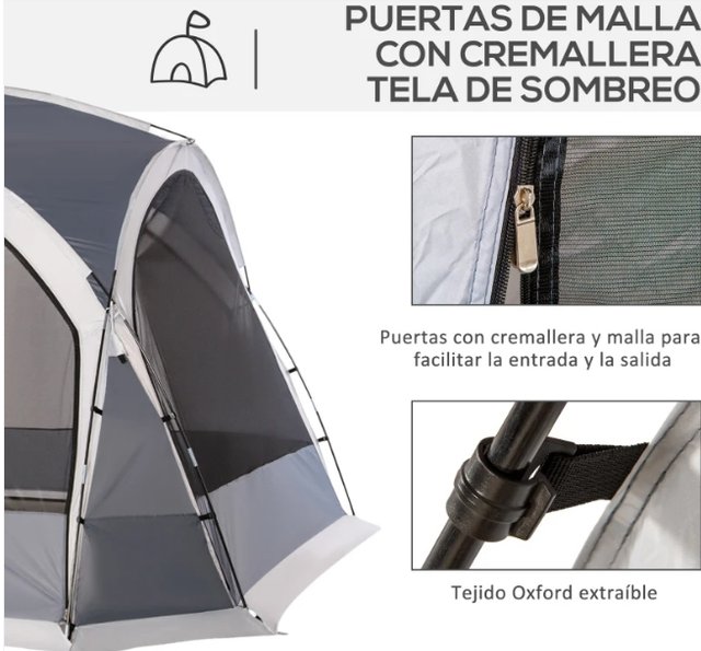 Tenda da Campeggio per 6-8 Persone Grigia