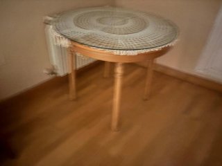 Mesa redonda madera y cristal