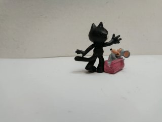 Figura Gato Félix con maleta y ratón PVC