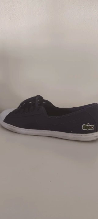 Zapatillas Lacoste lona azul y blancas