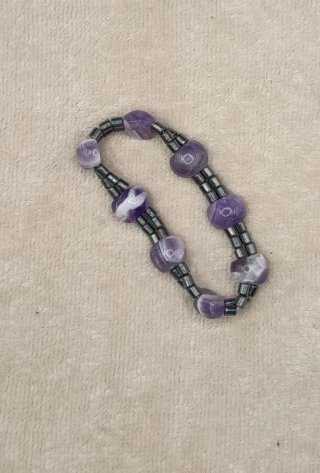 Pulsera Amatista y Hematita, Elástica