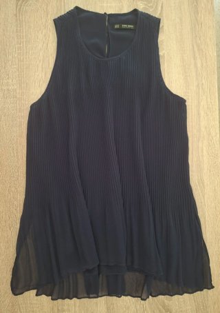 Blusa Zara Azul Plisada