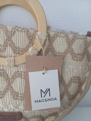 Bolso de rafia MAC&NOA beige y marrón
