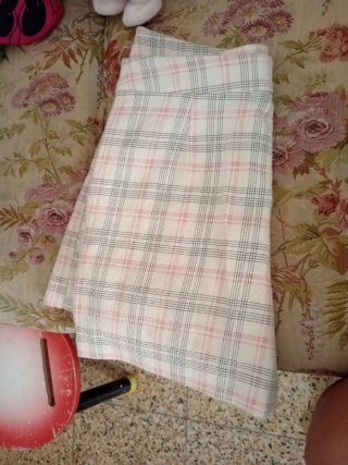 Falda pantalón cuadros rosa y blanco