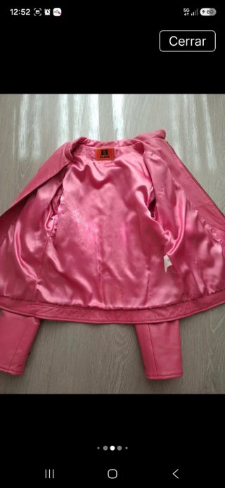 Cazadora piel fucsia talla 40