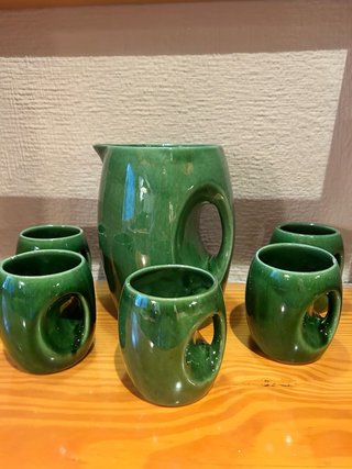 Juego Jarra y Vasos Cerámica Años 60