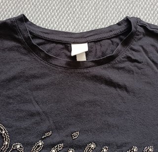 Camiseta Negra Pedrería H&M Talla XL