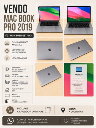MacBook Pro 15 2019 i7 16GB Radeon 4GB