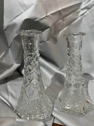 Juego de 2 candelabros/floreros cristal
