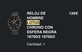 Reloj Lotus Chrono Esfera Negra