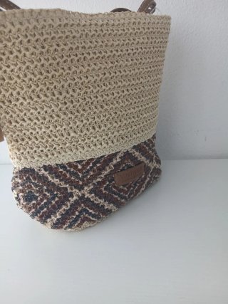 Bolso de rafia MAC&NOA beige y marrón