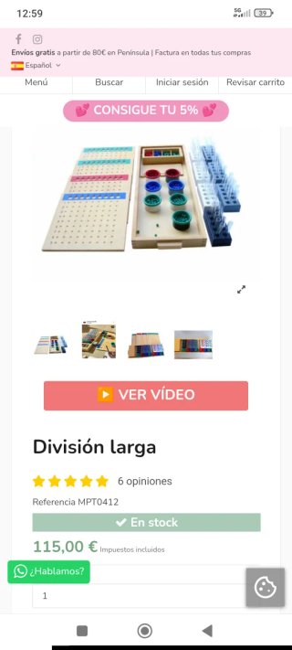 Kit Montessori per la divisione lunga