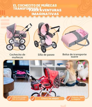 Cochecito Muñecas Leni 2 en 1