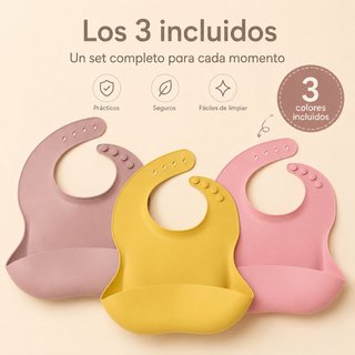 Pack 3 Baberos Silicona Bebé