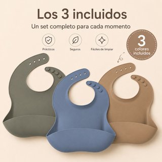 Pack 3 Baberos Silicona Bebé