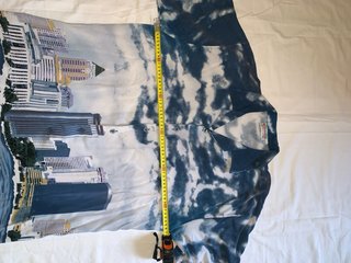 Camicia Hawaiana Vintage Città Cielo Blu