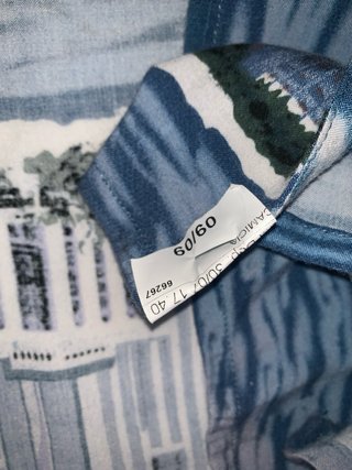 Camicia Hawaiana Vintage Città Cielo Blu