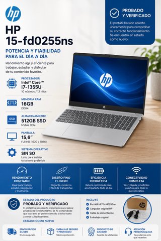 Portátil HP i7-1355U 16GB RAM 512GB SSD 15,6” FHD
