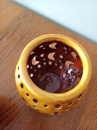 Portavelas Cerámica Esmaltada Amarillo