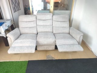 Sofá 3 plazas reclinables beige