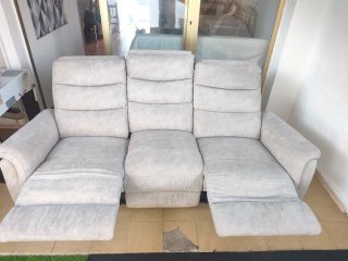Sofá 3 plazas reclinables beige