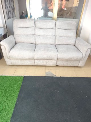 Sofá 3 plazas reclinables beige