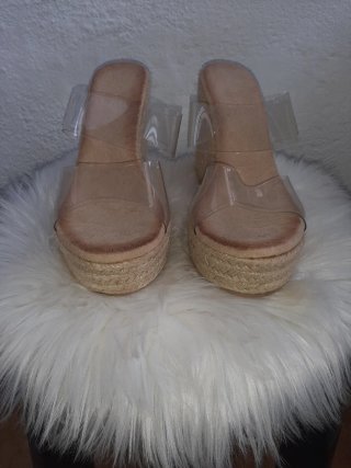 Sandalias Beige Plataforma Transparente