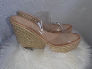 Sandalias Beige Plataforma Transparente