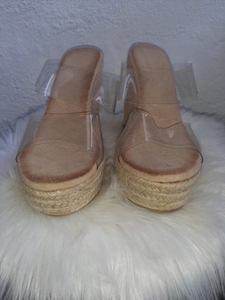 Sandalias Beige Plataforma Transparente