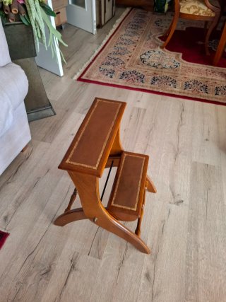 Escalera Biblioteca Estilo Inglés Madera y Piel