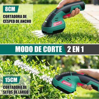 Tijera Cortacésped y Arreglasetos 7,2 V 2000 mAh
