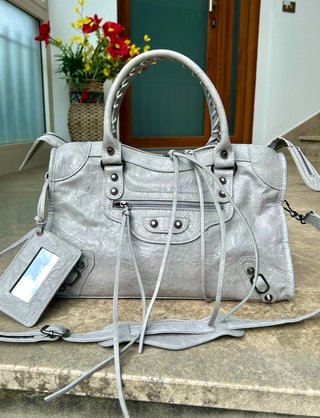 City bag Grigio chiaro style motorcyle 38x24 cm