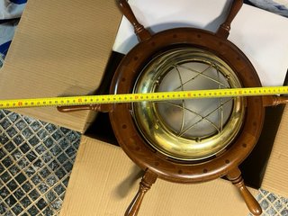 Lámpara Timón Barco Madera y Latón