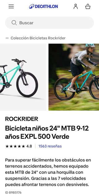 Bicicleta 24 niño Rockrider verde