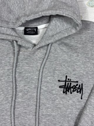 Felpa Stüssy Grigia Hoodie Logo Ricamato