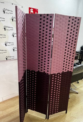 Biombo decorativo rosa y marrón