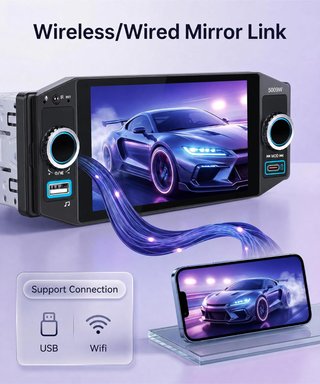 Radio Coche 1 DIN Carplay Inalámbrico Rimoody