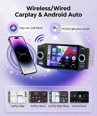 Radio Coche 1 DIN Carplay Inalámbrico Rimoody