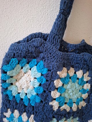 Borsa uncinetto granny squares blu