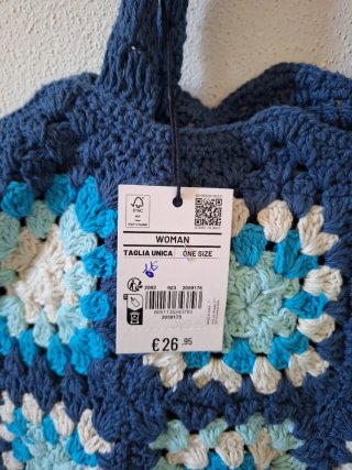 Borsa uncinetto granny squares blu