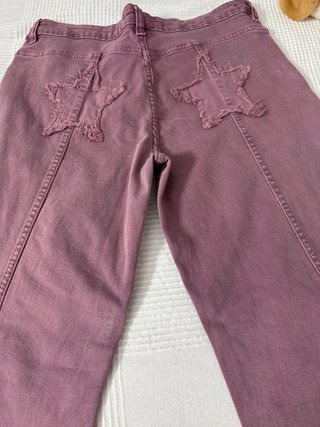 Pantalón ancho Mango rosa vino